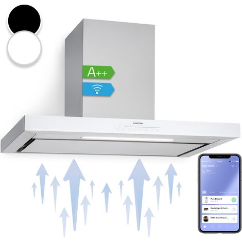 Klarstein – Hotte aspirante décorative 90 cm – Débit d'air 500m³/h – Commande tactile WiFi – Éclairage LED RGB – Installation murale – Silencieuse (1/5)