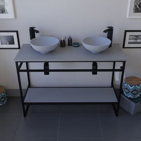 Meuble salle de bain 120 cm avec deux vasques à poser STRUCTURA- Gris