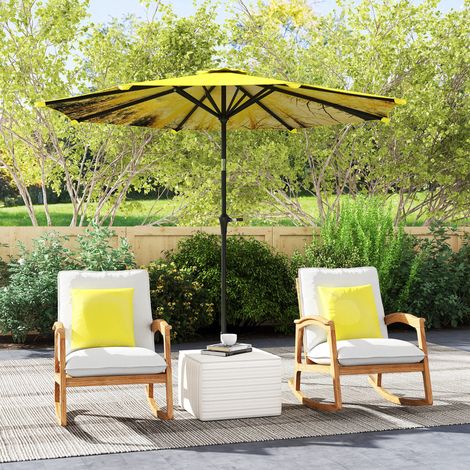 Sonnenschirm Ø300 cm, Sonnenschirm mit Handkurbel, achteckig Balkonschirm Gelb