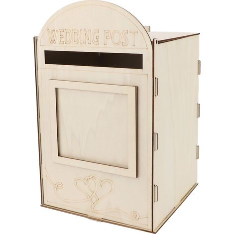 Boîte aux lettres de mariage en bois avec serrure et clé pour décoration de réception et anniversaire JM01617 (1/5)
