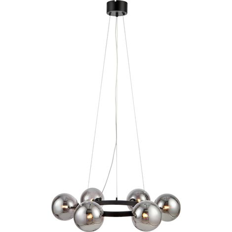 Markslojd CIRCLE Plafonnier 6 Globe Light Noir, Fumée (1/3)