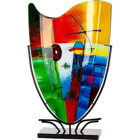 Vase de Sol, en Verre, Multicolore Brillant, Hauteur 57 cm x Largeur 35 cm, Peint à la Main et Non étanche (1/4)