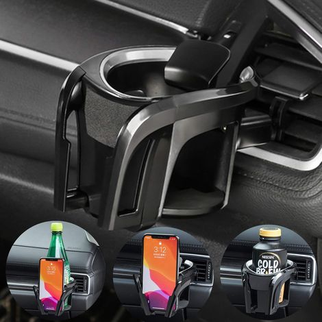 Porte Gobelet Voiture,Support de téléphone Portable 2 en 1 de Voiture Tasse de Boisson Porte-gobelets pour Auto Réglable Porte-Bouteille Support Canette pour Grille d'aération de Voiture