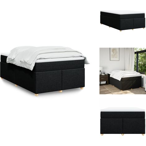 Sommier à lattes de lit avec matelas noir 120x190 cm tissu - Sommier À Lattes De Lit - Sommiers À Lattes De Lit - Lit - Meuble De Chambre À Coucher (1/5)