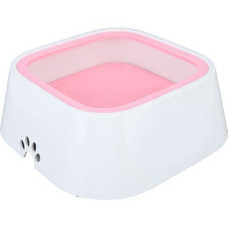 Gamelle d'eau anti-éclaboussures et antidérapante pour animaux de compagnie, idéale pour les chiens et les chats (rose), transportable en voiture. (1/5)