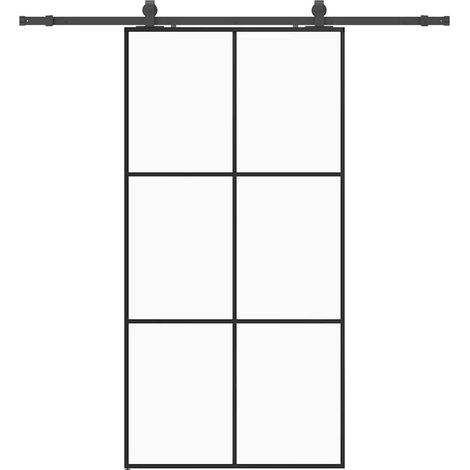 Maison Exclusive - Schiebetür mit Beschlag Schwarz 102x205 cm ESG