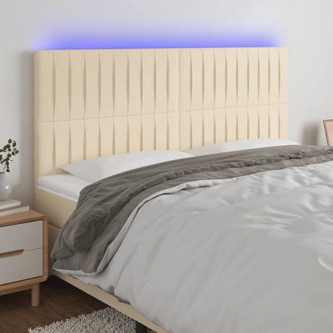 LED Kopfteil Creme 200x5x118/128 cm Stoff (1/5)