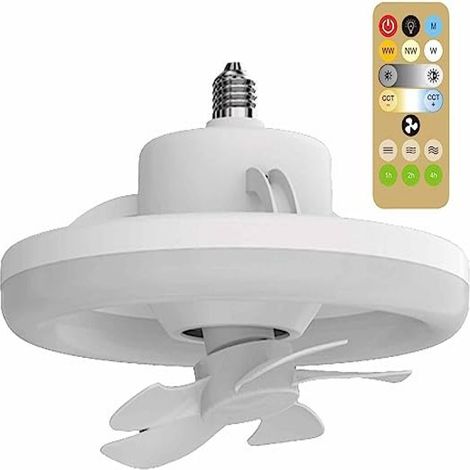 Ventilateur Plafond Moderne 26 cm – Avec Éclairage, Télécommande – 3 Vitesses, Design Discret 5 Pales – Pour Salle Manger, Chambre – Frifer 35W (1/5)