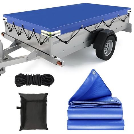 Bache Remorque, 210x115x10cm Bache pour Remorque avec 8M Corde de Bâche, ImperméAble BâChe Protection Plate, BâChes de Remorque pour Voitures, Remorques de Voiture (1/5)