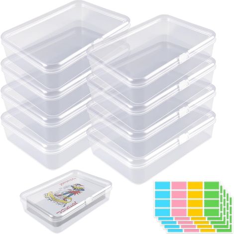 8 Pièces Boîte à Cartes à Jouer pour Perles, Bancaires Cartes de Visite Boite Rangement Carte, Petite Boites Plastique, Étuis de Rangement Vides, avec 160 Etiquettes en Couleur (1/5)