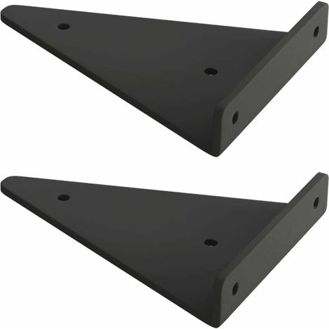 2pcs support d'étagère flottant,Équerre pour Étagere industrielle antique,equerre de fixation en fer triangle,utilisé pour supports de bricolage de Rayonnage décoratives,blanc,Black-8×10cm/3.1×3.9in-- (1/5)