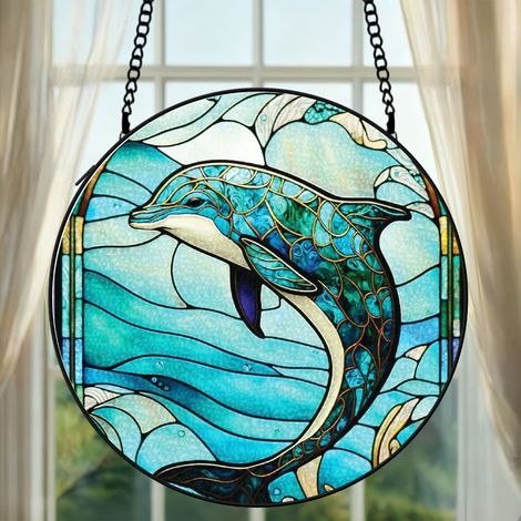 Vitrail libellule attrape-soleil 16 cm décoration fenêtre suspension raffinée cadeau grand-mère (1/5)
