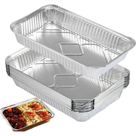 25pcs Barquettes Aluminium Accessoire de Barbecue pour Cuisson, rougeurs, pâtisserie, congélation et Stockage de Grands récipients pour Aliments en Papier Aluminium 31cm x 21cm x 5cm (1/5)