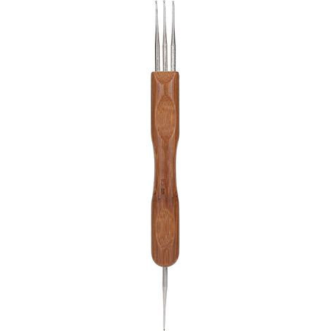 Kit de crochet pour dreadlocks avec manche en bambou, adapté aux tresses et aux perruques, comprenant un crochet simple de 0,5 mm et trois crochets pour dreadlocks. (1/5)