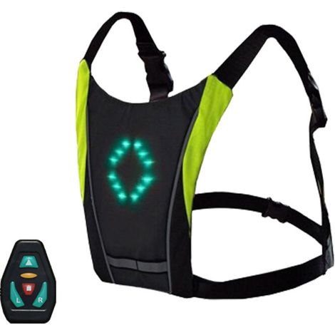 Dark Gray Reflective Cycling Vest, Reflective Backpack Clip Attachment, USB Rechargeable with LED Fl (1/5)