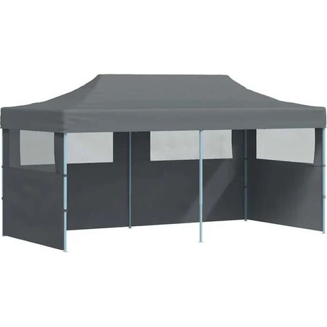 Tente de réception pliable avec parois 3 x 6 m anthracite - Tente de réception jardin fête événement extérieur barnum (1/5)