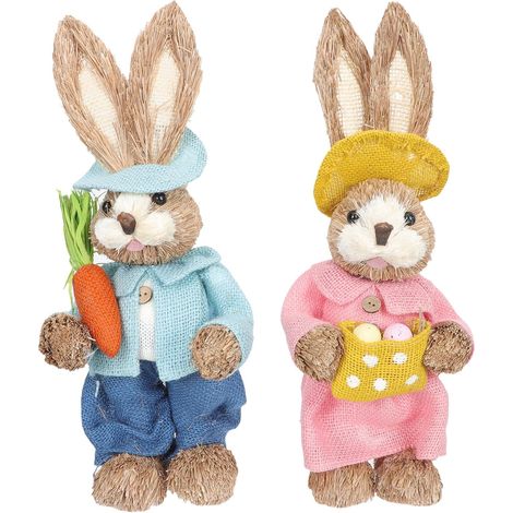 Stück Strohhasen Dekoration Handgewebte Osterhasen aus Stroh
