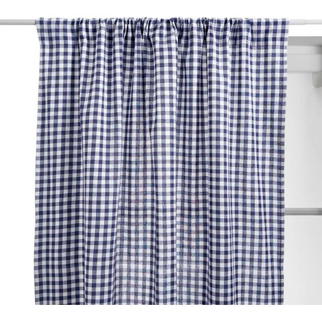 Rideau Imprimé Vichy "Groove" 140x260cm Bleu (1/3)
