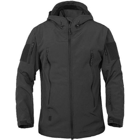 Veste de sport outdoor softshell en fibre de polyester 2024, manteau camouflage chaud pour le camping, noir XXXL