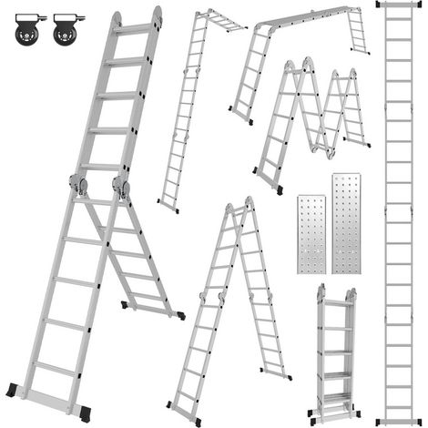 Randaco – Échelle télescopique pliante 4x5 582cm – Aluminium – Charge max 150kg – Antidérapante – Pour chantiers et travaux en hauteur (1/5)