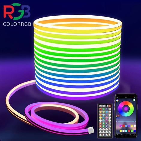 (RGB, 40 m) (Prise européenne) Bande lumineuse néon LED, adaptée à la décoration intérieure. (1/5)