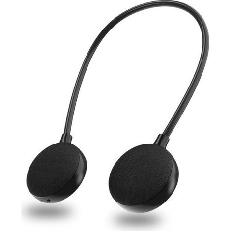 Haut-parleur Bluetooth suspendu au cou en tissu portable sans fil petit haut-parleur stéréo musique anneau magique étanche (1/4)