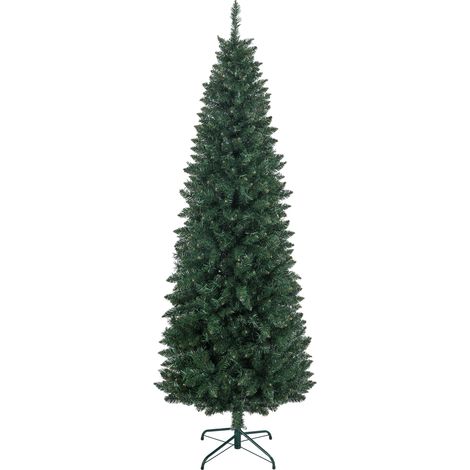 Sapin de Noël artificiel slim, support acier pliable, vert, 210 cm, 687 branches épines (1/5)