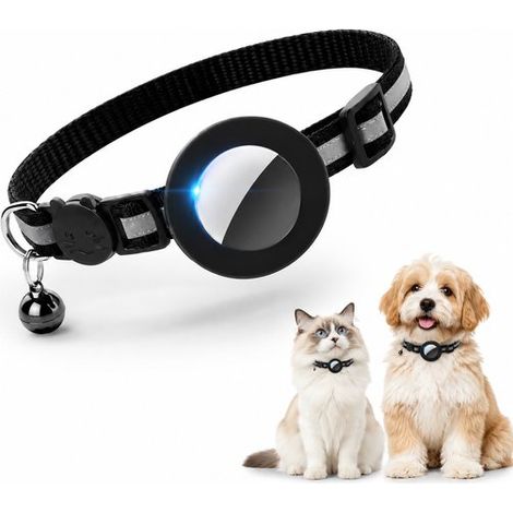 Traceur GPS pour chat – Collier avec étiquette – Sans abonnement – Localisation illimitée – Signal sonore – Noir (1/5)