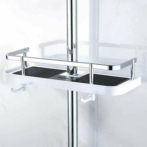 Ulisem Verstellbares Wand-Duschregal, Aufbewahrungskorb für Badezimmer und Küche, Befestigung am Rohr, rostfreies Duschregal aus Metall, praktische Wandmontage, 30 x 12 x 6 cm