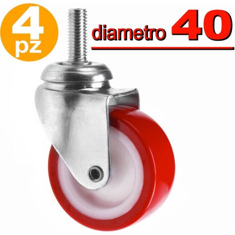 Roues De Rechange - 40 Mm - Pivot Rouge - Pour Chariot Mobile - 4 Unites (1/2)