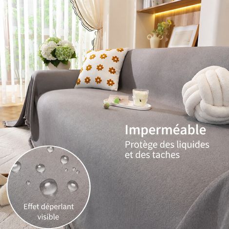 Jeté de canapé velours peluche imperméable gris fumée 180 × 180 cm 180cm réf 6900 50 × 30 × 8 cm 1,8 kg – Livraison gratuite