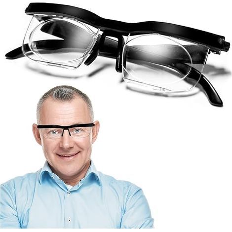 Lunettes FlexVision à vision nette et réglable (1 paire), pour la lecture, la vue de près et de loin, homme et femme, noires. (1/5)