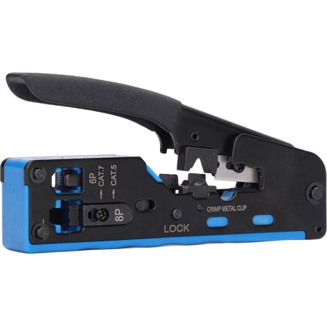 Kit pince sertissage RJ45 traversant tout-en-un pour connecteur RJ 8P 6P, coupe dénudage sertissage câble réseau (1/5)
