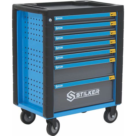 Servante d'atelier 7 tiroirs composée de 247 outils - modules mousses - 83952 - Ce produit de marque STILKER est neuf. (1/2)