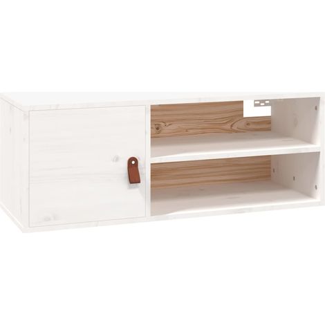 Pensile Bianco 80x30x30 cm in Legno Massello di Pino vidaXL