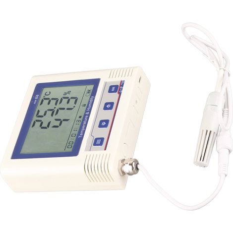 Enregistreur de température et d'humidité avec sonde externe USB, écran LCD, précision élevée, alimentation DC 5V 26W, journal de données groupées