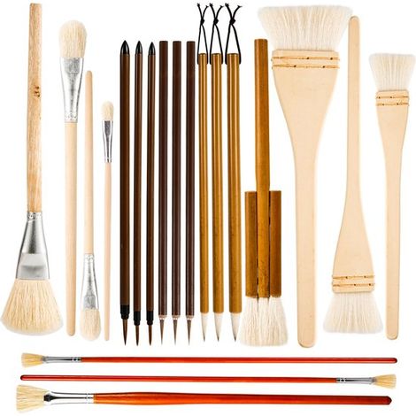 Juego de cepillos de cerámica - 20 piezas con formas variadas - Lana y madera (1/5)