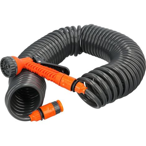 manguera extensible autoenroscable espiral 15 metros con pistola y conectores