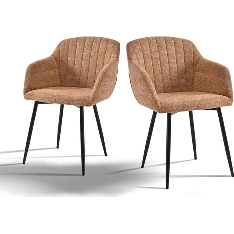 Goeurvant Chaises de salle à manger minimalistes avec assise large et accoudoirs ergonomiques, combinaison de confort et d'élégance - Lot de 2 - Marron - Chenille