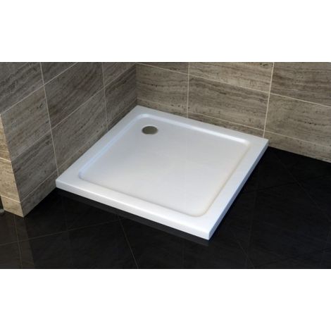 Piatto Doccia in Acrilico 80x80 90x90 5cm Quadrato Angolare Bianco con Piletta - Dimensione Piatto 80x80