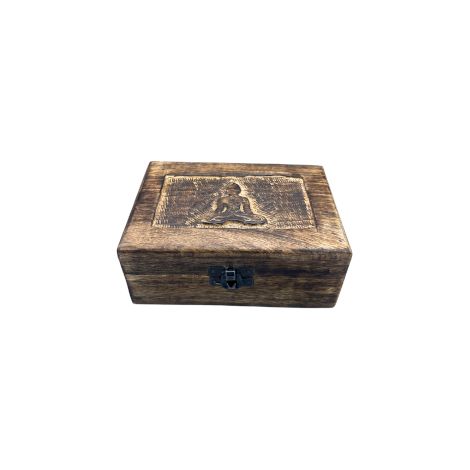 Boîte à souvenirs en bois moyenne 15x10x6cm - Bouddha- Vendu par 1