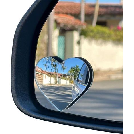 Rétroviseur intérieur rond sans cadre en forme de cœur pour voitures, design cœur haute définition, large champ de vision, rétroviseur d'assistance angle mort. (1/4)