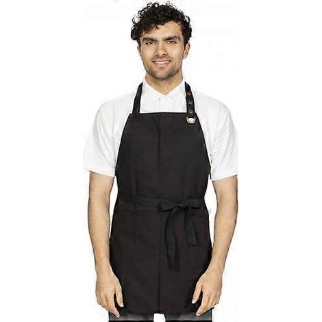 Tablier à bavette fendue sur le devant en toile Dennys taille unique noir (1/2)