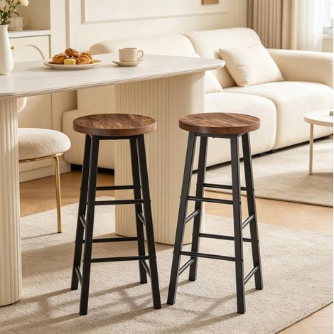 Lot de 2 chaises de bar industrielles 71 cm noir HAVRYA (1/4)