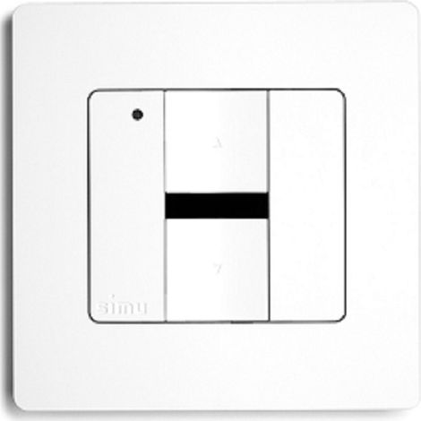 Emetteur mural radio 1 canal 433.42 MHz – Portée 150 m – Compatible moteurs SIMU – Dimensions 80 x 80 x 10 mm – Indice IP30