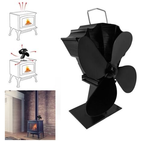 Ventilateur de poêle à 4 pales pour poêle à bois, répartition efficace de la chaleur pour poêle à bois et poêle à bois (1/4)