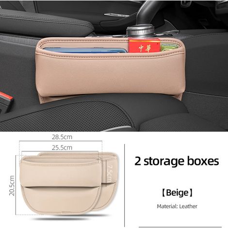 (Lot de 2, blanc cassé) Sac de rangement en cuir PU pour siège auto Mercedes-Benz W204 W205 W211 W203 ML320 Vito Cla GLB - Comblement de l'espace entre la console centrale et le siège (1/5)