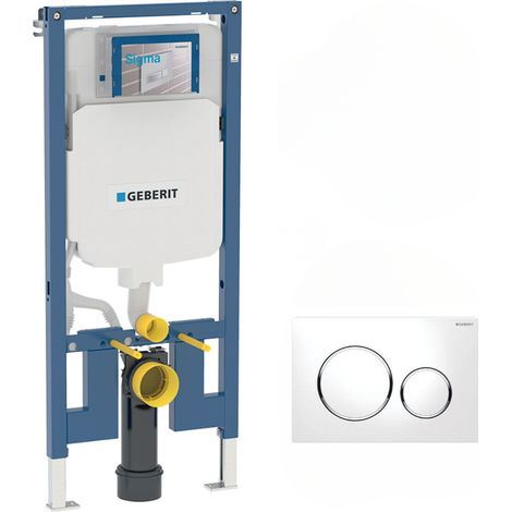 Geberit – Bâti-support WC extra-plat 114 cm – Réservoir à encastrer Sigma 8 cm – Plaque de déclenchement Sigma 20 – Blanc et chromé (1/5)