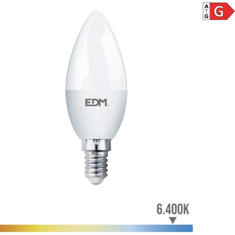 Lampadina LED EDM a candela E14 5W 400lm 6400K Luce fredda Ø3,5x10cm (1/2)