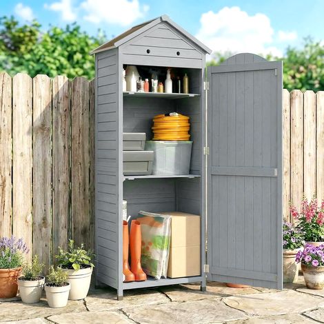 Armoire jardin en bois Abri jardin extra haut porte rangement réglable porte magnétique ventilation galvanisée toit-Di (1/4)